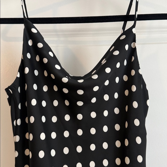 Anthropologie Cowl-Neck Slip Mini Dress Black White Polka Dot | NWT | XS Petite - Picture 4 of 9